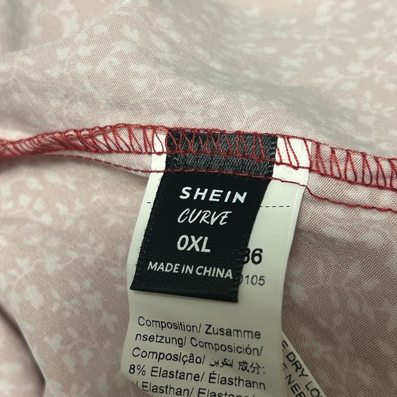 SHEIN Burgundy Floral Puff Sleeve Mini Dress - Picture 4 of 4